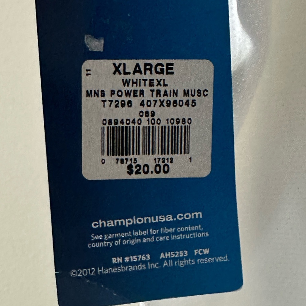 Champion Men’s White Raglan Cap Sleeve Tee XL 100% Cotton Athletic Fit NWT - Picture 6 of 9